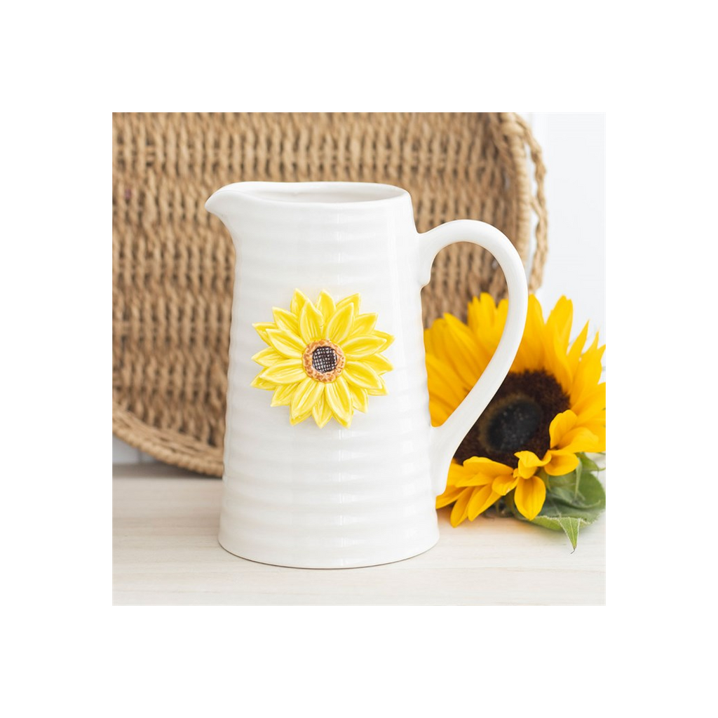 Decorative ceramic sunflower jug included in the Hello Sunshine jug and plant pot pair