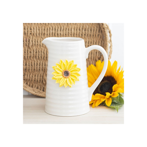 Decorative ceramic sunflower jug included in the Hello Sunshine jug and plant pot pair
