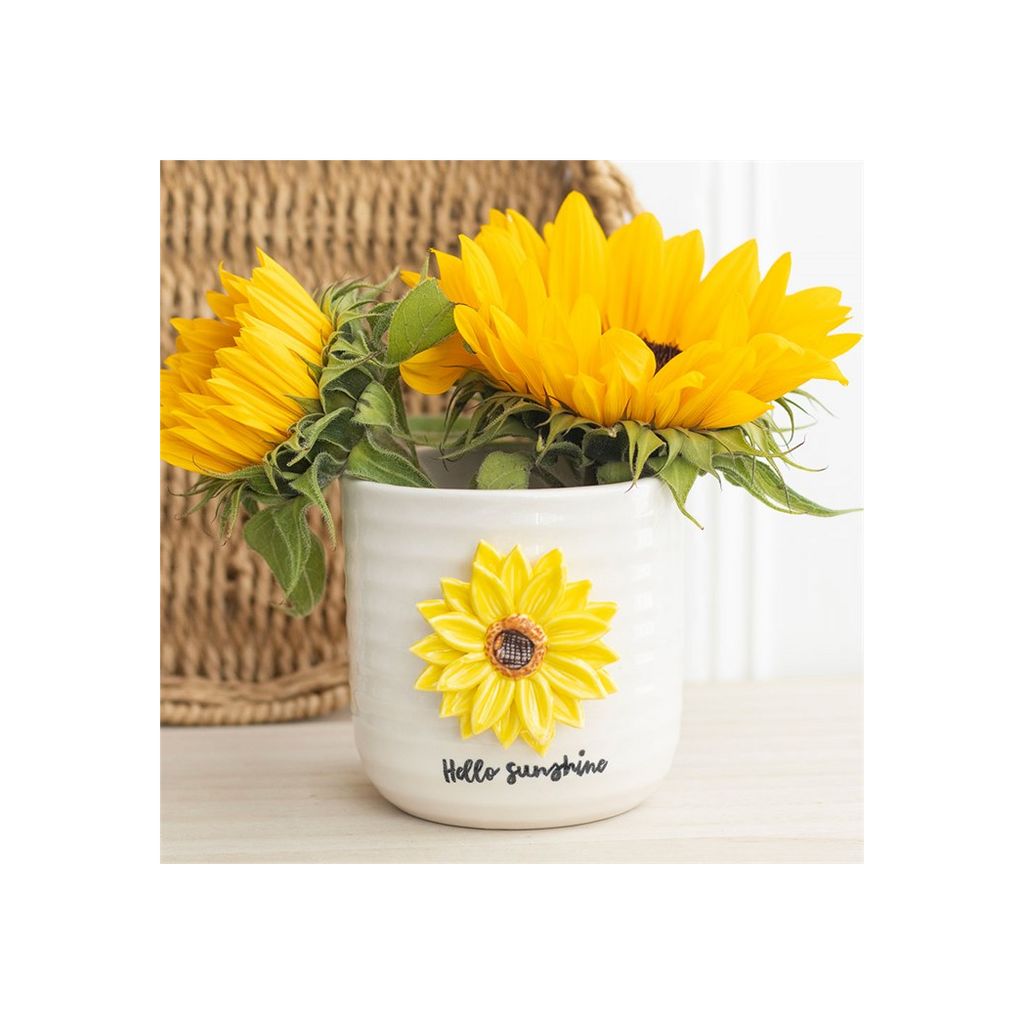 Matching ceramic sunflower plant pot included in the Hello Sunshine jug and plant pot pair